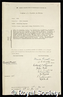 Gibb, Sir Alexander: certificate of election to the Royal Society