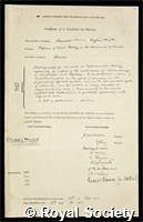 Hogben, Lancelot Thomas: certificate of election to the Royal Society