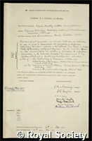 Kettle, Edgar Hartley: certificate of election to the Royal Society