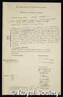 Plaskett, Harry Hemley: certificate of election to the Royal Society