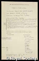 Roughton, Francis John Worsley: certificate of election to the Royal Society