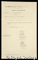 Freud, Sigmund: certificate of election to the Royal Society