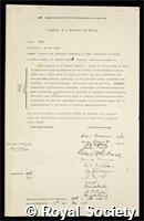 Clemo, George Roger: certificate of election to the Royal Society