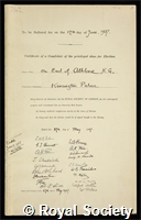 Cambridge, Alexander Augustus Frederick William Alfred George, Earl of Athlone: certificate of election to the Royal Society