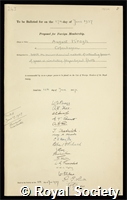Krogh, Schack August Steenberg: certificate of election to the Royal Society