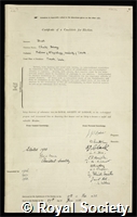 Best, Charles Herbert: certificate of election to the Royal Society