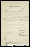 Eckersley, Thomas Lydwell: certificate of election to the Royal Society