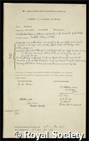 Hodge, Sir William Vallance Douglas: certificate of election to the Royal Society