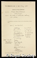 Norlund, Niels Erik: certificate of election to the Royal Society