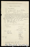 Adair, Gilbert Smithson: certificate of election to the Royal Society