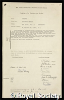 Andrewes, Christopher Howard: certificate of election to the Royal Society