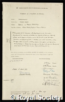 Wigglesworth, Sir Vincent Brian: certificate of election to the Royal Society