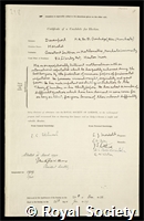 Davenport, Harold: certificate of election to the Royal Society