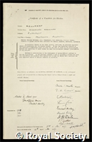 Kellaway, Charles Halliley: certificate of election to the Royal Society