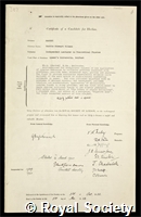 Massey, Sir Harrie Stewart Wilson: certificate of election to the Royal Society