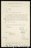 Robertson, Andrew: certificate of election to the Royal Society