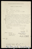 Spath, Leonard Frank: certificate of election to the Royal Society