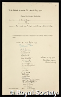 Broglie, Louis Cesar Victor Maurice de, Duc de Broglie: certificate of election to the Royal Society