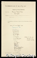 Rous, Francis Peyton: certificate of election to the Royal Society