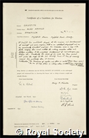 Griffith, Alan Arnold: certificate of election to the Royal Society