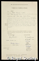 Watson-Watt, Sir Robert Alexander: certificate of election to the Royal Society