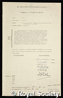 Dixon, Malcolm: certificate of election to the Royal Society