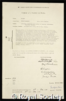 Newitt, Dudley Maurice: certificate of election to the Royal Society