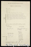 Paterson, Sir Clifford Copland: certificate of election to the Royal Society