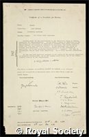 Wilson, Sir Alan Herries: certificate of election to the Royal Society