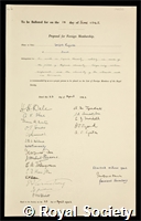 Ruzicka, Leopold: certificate of election to the Royal Society