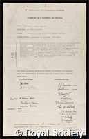 Bhatnagar, Sir Shanti Swarupa: certificate of election to the Royal Society