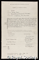 Ewins, Arthur James: certificate of election to the Royal Society