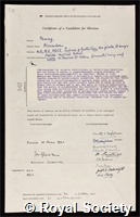 Fleming, Sir Alexander: certificate of election to the Royal Society