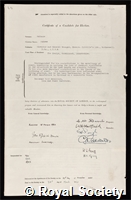 McCance, Sir Andrew: certificate of election to the Royal Society