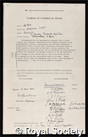 Toit, Alexander Logie Du: certificate of election to the Royal Society