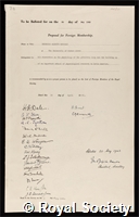 Houssay, Bernardo Alberto: certificate of election to the Royal Society