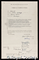 Kermack, William Ogilvy: certificate of election to the Royal Society