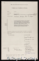 Kidd, Franklin: certificate of election to the Royal Society