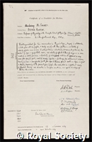 McSwiney, Bryan Austin: certificate of election to the Royal Society