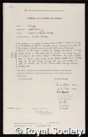 Polanyi, Michael: certificate of election to the Royal Society