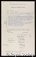 Illing, Vincent Charles: certificate of election to the Royal Society