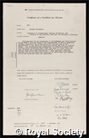 Kay, Herbert Davenport: certificate of election to the Royal Society