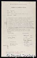 Mahalanobis, Prasanta Chandra: certificate of election to the Royal Society