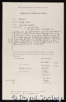 Peierls, Sir Rudolf Ernst: certificate of election to the Royal Society