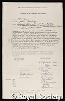 Young, John Zachary: certificate of election to the Royal Society