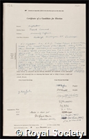 Engledow, Sir Frank Leonard: certificate of election to the Royal Society