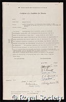 Ford, Edmund Brisco: certificate of election to the Royal Society