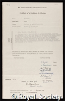 Rosenhead, Louis: certificate of election to the Royal Society