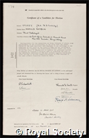 Storey, Harold Haydon: certificate of election to the Royal Society