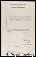 Walshe, Sir Francis Martin Rouse: certificate of election to the Royal Society